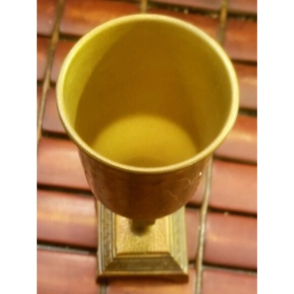 Vintage Bronze Ornate Abstract Chalice Cup Made In Israel 6" High 2.5" Diameter - Picture 6 of 7